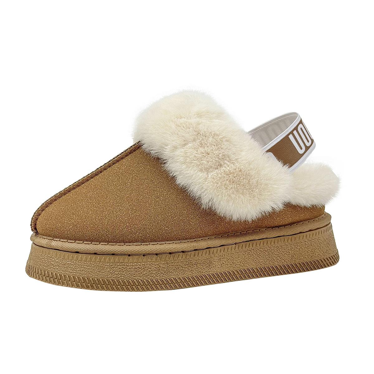 

Мао Мао тапочки женские носят новый мех интегрированный толстоподошвенный мягкая кожа зимние сапоги сумка голова нескользящие на плоской подошве полусапоги хлопковые туфли 41