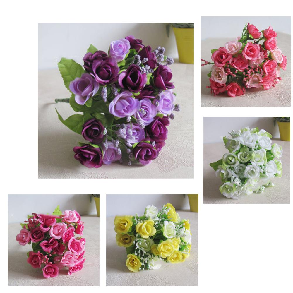 1 Bunch Artificial Flower, 21-head Colored Simulation Roses Silk Flowers, Fake Home Garden Diy Decoration Shooting Props
