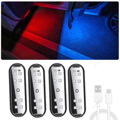 Car Door Lights LED Welcome Warning Light Magnetic Anti-Collision Flash Atmosphere Light Auto Door Opening Safety Light 1/2/4Pcs