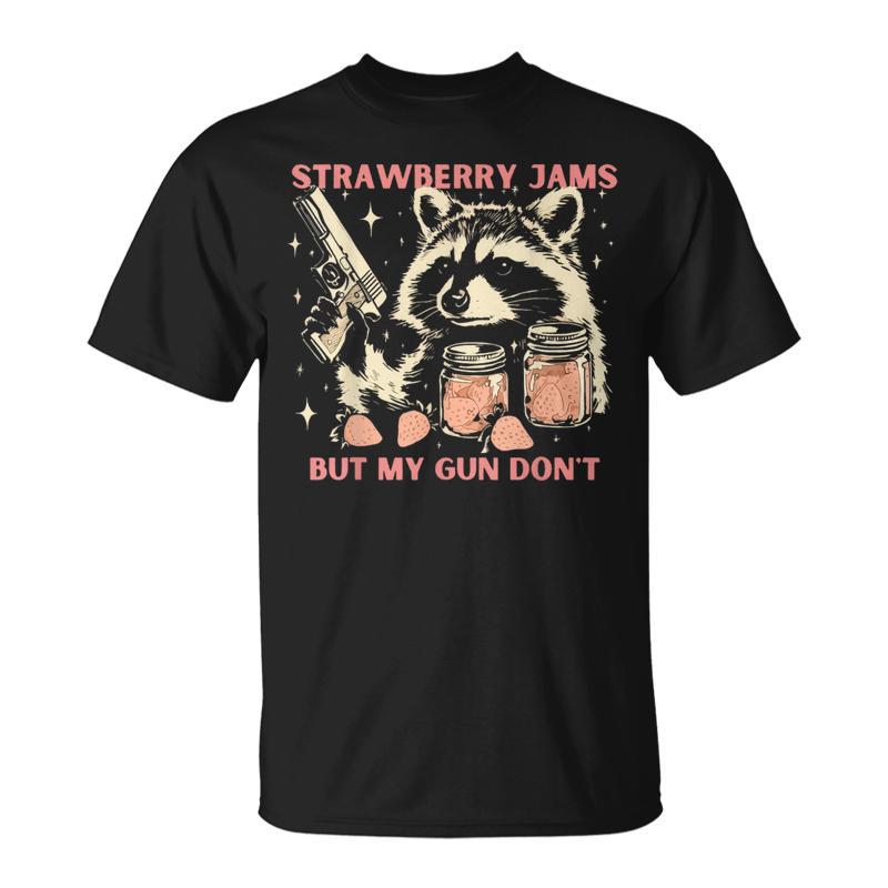Strawberry Jams But My Gun Don't Racoon For Women T-Shirt