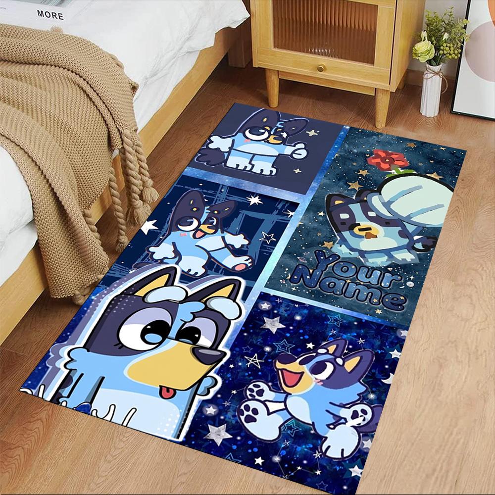 Bluey Customize Your Name Floor Rug Office Rug Perfect for Study room Balcony Kitchen Game Room Anti-slip Rug Decorate Offices