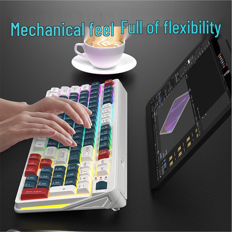 Panson K97 Dreifarbige leuchtende Gaming-Kabeltastatur - Mechanisches Gefühl für Desktop-Computer.