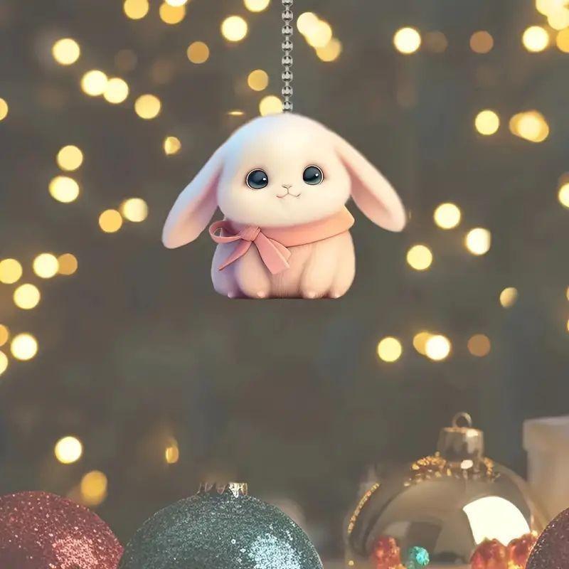 Delightful Cartoon Bunny Acrylic Ornament For Car Interior Scarf And Key Holder