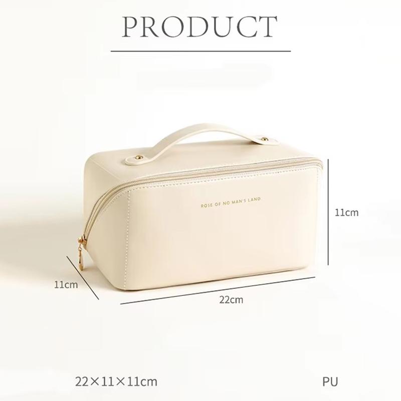 1pc Large Capacity PU Leather Cosmetic Bag Portable Waterproof Women Makeup Case Toiletry Organizer Travel Storage Bag