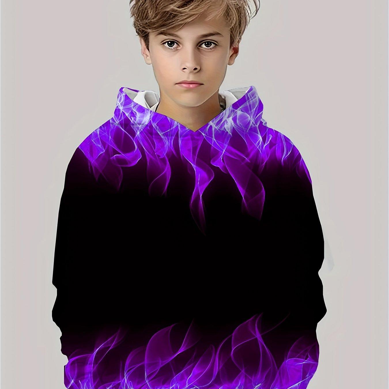 Детская одежда Толстовки с капюшоном для мальчиков с длинным рукавом и принтом 3D-пламени Детская одежда на весну и осень Повседневная стильная одежда для мальчиков и девочек Топы-пуловеры 110 1660₽