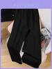 Womens High Waist Striped Wide Leg Pants With Elastic Waist For Office Casual Wear