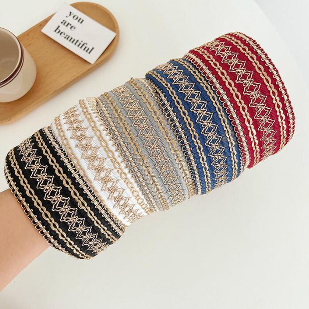 PROLY Neue Mode Haaraccessoires für Frauen Breite Seite Vintage Böhmisch Kopfschmuck Mittiger Knoten Turban Mädchen Stirnband Haarband