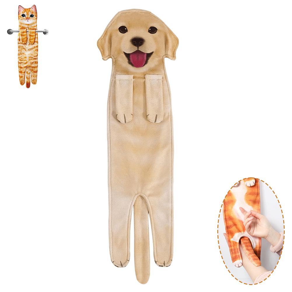 Funny Cat Hand Towel for Kitchen and Bathroom,  Cute Cat/Dog Decorative Hanging Towels Soft Christmas Cat Lovers Gifts for Women