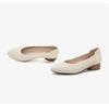 [Cowhide] Simple Chinese style single shoe with hollowed out thick heel, comfortable casual women's leather shoes, elegant wedding shoes