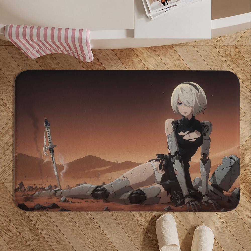 Game-NieR AutomataS Floor Mat Soft Non-Slip Bath Mat, Bedside Carpet, Absorbent Doormat for Home