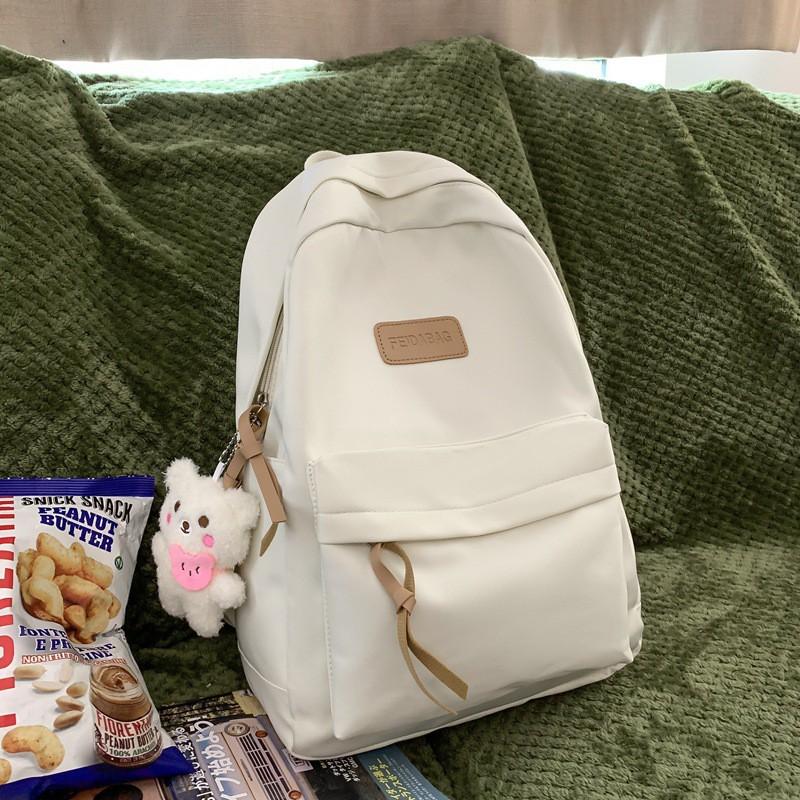 Korean Harajuku Ins All-matching Schoolbag Female Middle School Students Pure Color Backpack Simple Casual Travel