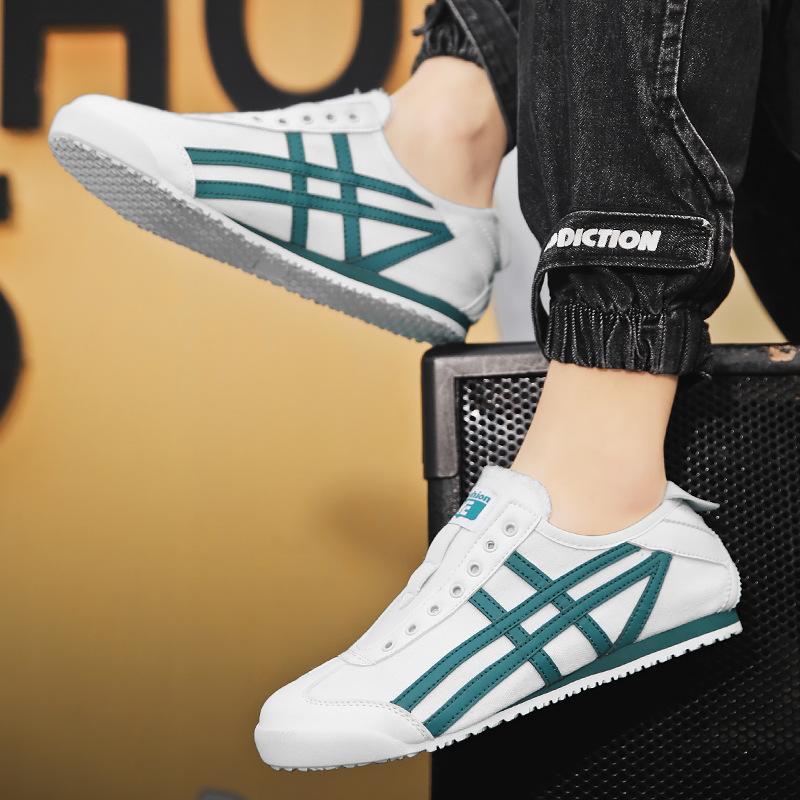Summer Lazy One-pedal Lace-up-free Men's Shoes Little White Shoes Breathable Flat-bottomed Canvas Casual Shoes