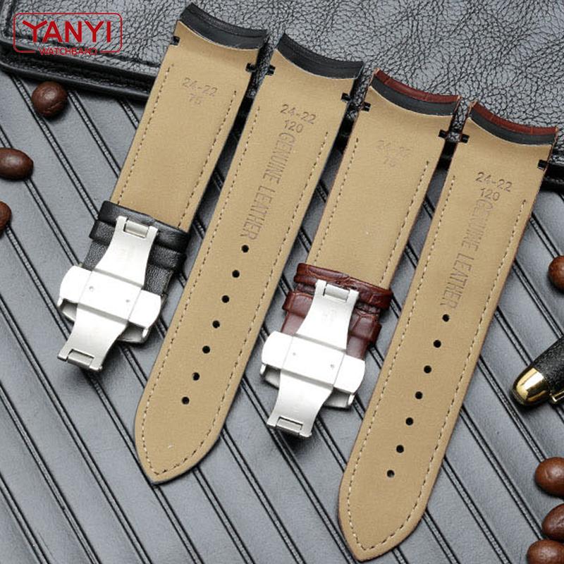 Echtes Leder Uhrenarmband 22mm 23mm 24mm für Tissot T035.407A T035.617A 627A Uhrenarmbänder Armbänder Schmetterlingsverschluss