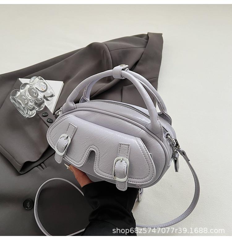 

Korean bag women s retro shoulder bag women s portable messenger bag oil wax leather bag niche design bowling bag