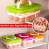 1PC Plastic Double Layer Egg Storage Box Refrigerator Egg Organizer Storage Box Case Container 24 Eggs Holder