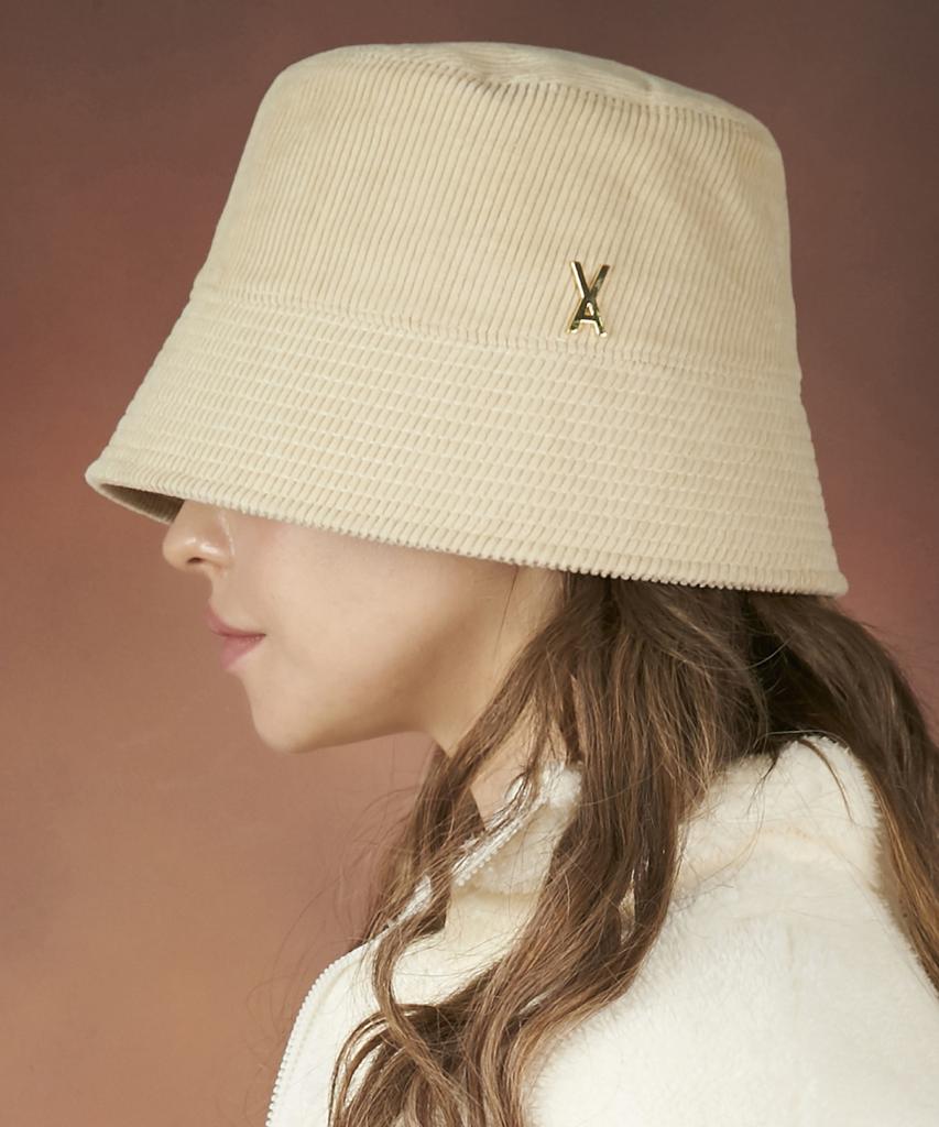 Bajal Corduroy Studded Drop Bucket Hat Cream