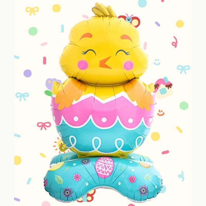 

1 штука стоящего цыпленка, воздушные шары из алюминиевой пленки в виде пасхального яйца, подходят для украшения пасхальной и праздничной вечеринки