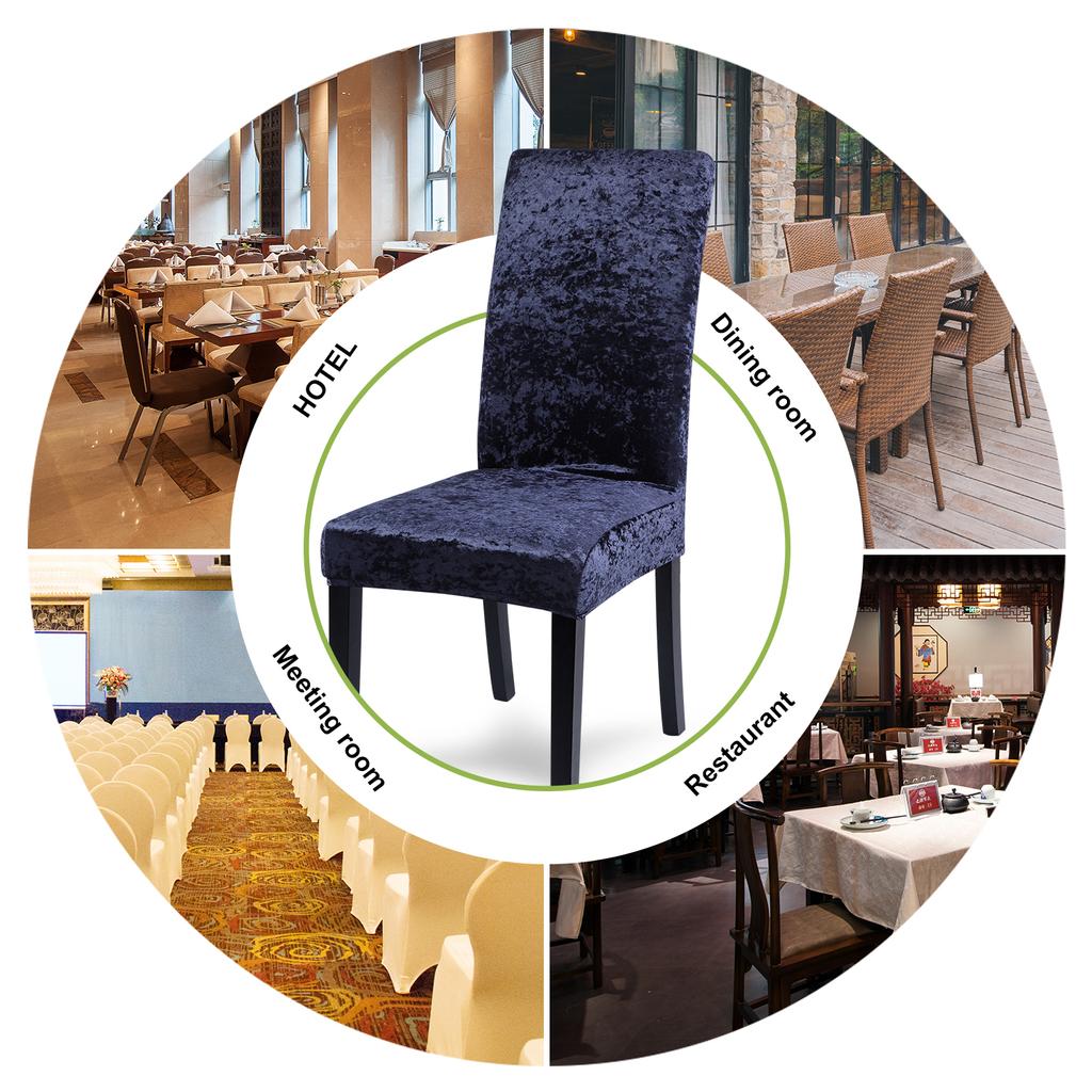 Chair Cover Velvet Shiny Fabric Chair Slipcover Spandex Elastic Removable Seat Case for Dining Room Wedding Party Hotel Banquet