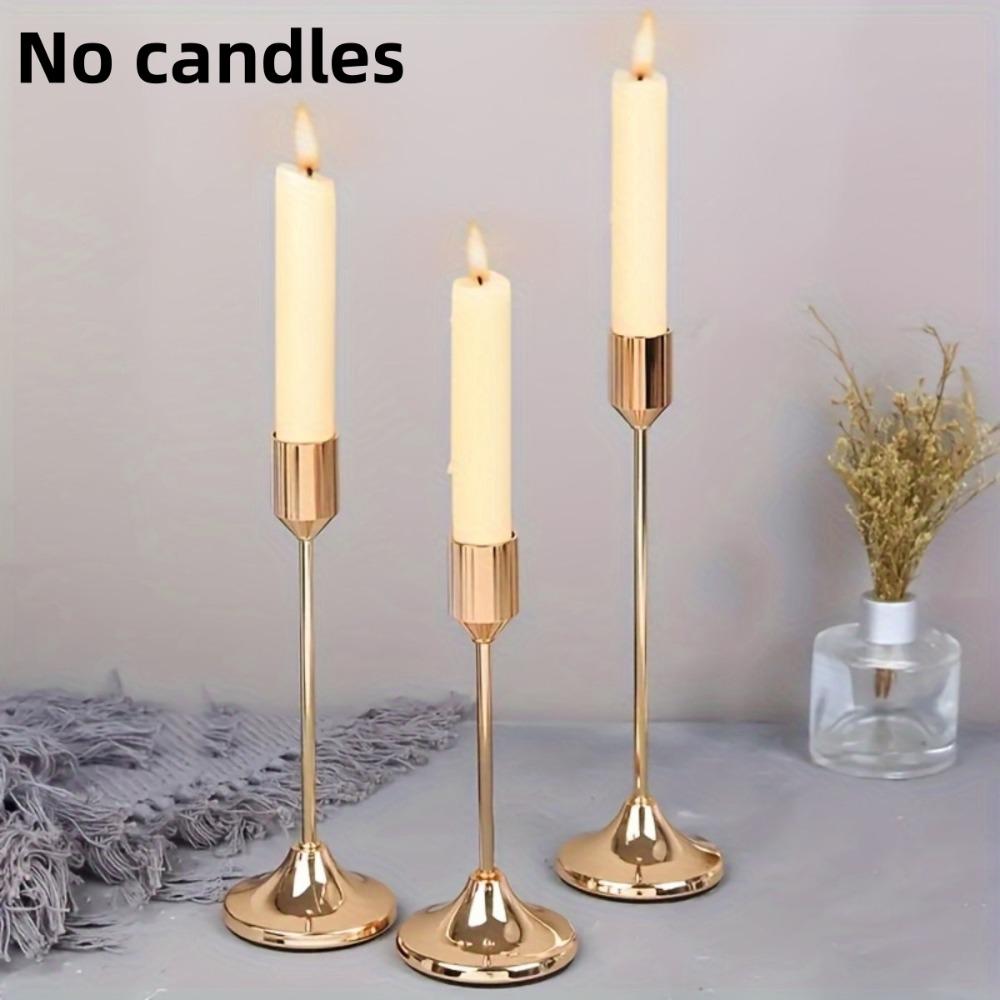 3Pcs/Set Minimalist Retro Style Tabletop Candle Holders Metal Exquisite Candlelight Dinner Props Home and Hotel Decoration