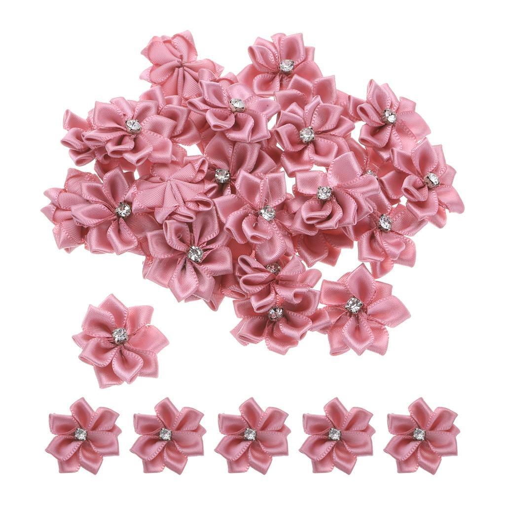 50/150 Pcs Small Ribbon Flowers Satin Ribbon Flowers Mini Fabric Flowers for Crafts DIY Wedding Ornament Appliques 1.2 Inch