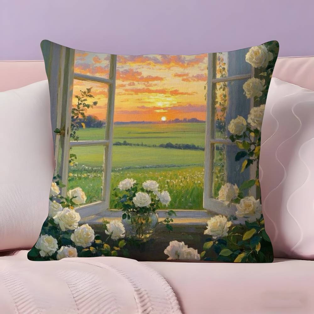 Styl krajinomalby Povlak na polštář Ultra měkká tkanina šetrná k pokožce Komfort jako obláček & Skrytý zip