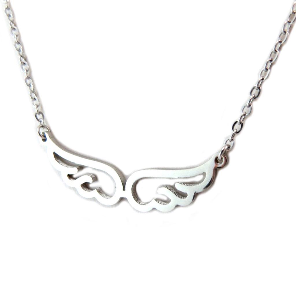 Les Trésors De Lily [P4344] - Steel Necklace 'Les Ailes d'Ange' Silver - 45 Cm 37x8 Mm