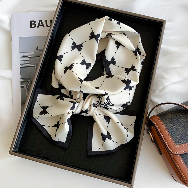 Long Small Silk Scarf Women's New Autumn and Winter High-end Temperament Scarf Mother with Shirt Neck Protection Scarf
