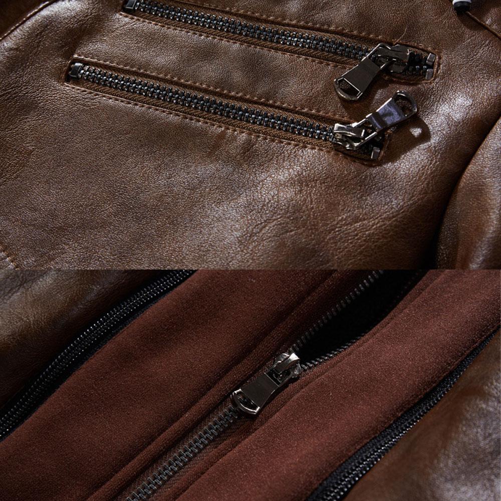 Jaqueta De Couro Masculina De Cor Sólida Para Outono E Inverno
