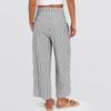 Women's Fashionable Loose Pleated Elastic Waistband Pocket Striped Casual Cropped /10 Pants