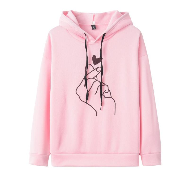 2022 Trendy Women's Loose Fit Printed Hooded Sweatshirt - Multi-color