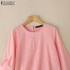 ZANZEA Women Casual Round Neck Solid Color Loose 3/4 Sleeve Blouse