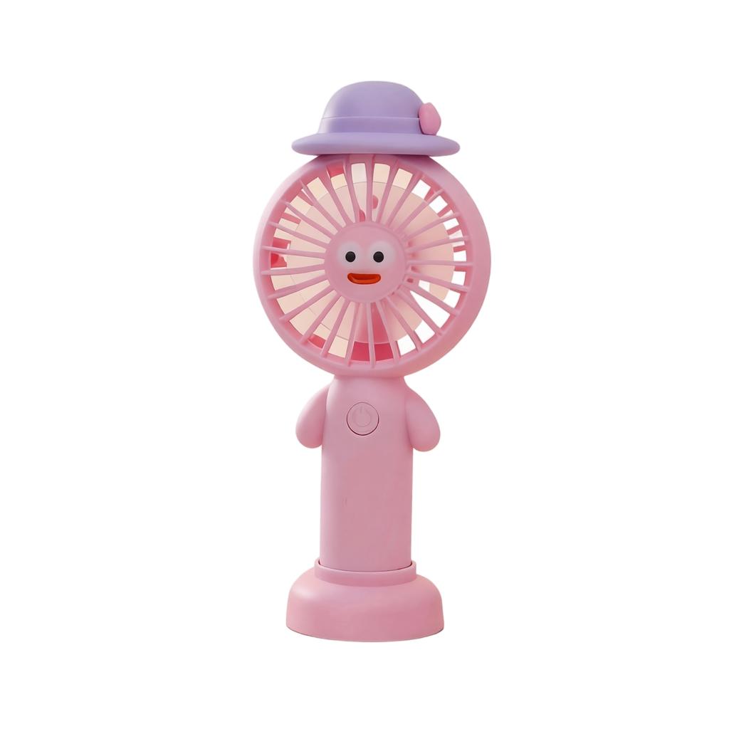 Portable Rechargeable Mini Handheld Fan Cartoon Character Design USB Charging Three Speed Settings Compact Size
