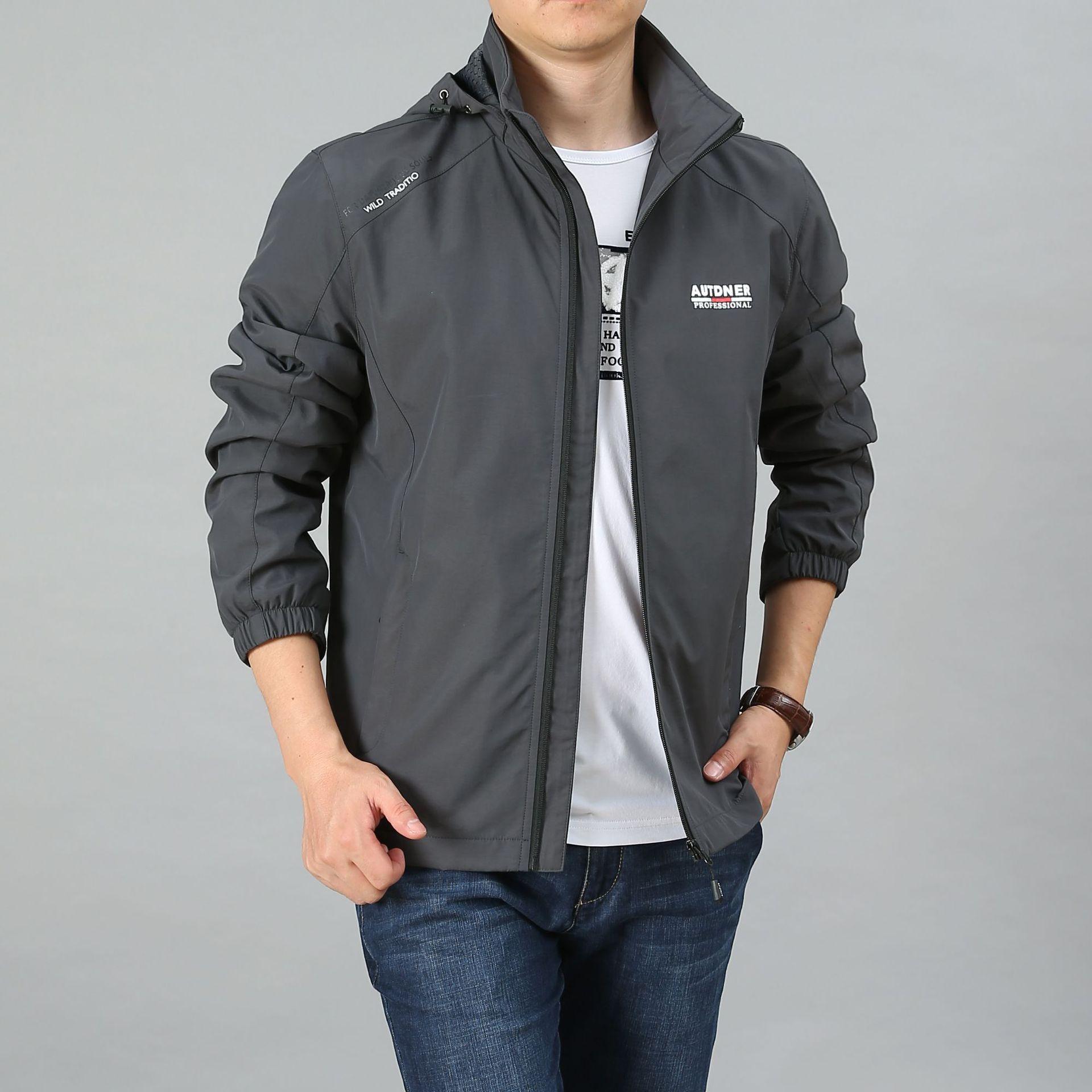 

Весенне-осенняя мужская куртка, повседневная куртка для активного отдыха, свободный большой размер, ветрозащитный водонепроницаемый быстросохнущий дышащий верх XXXXL серый