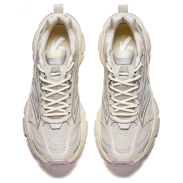 New Anta Pale Heron Cushioned Wear-Resistant Warm Low-Top Casual Shoes Women's Silver Gray Rice 122518895-4