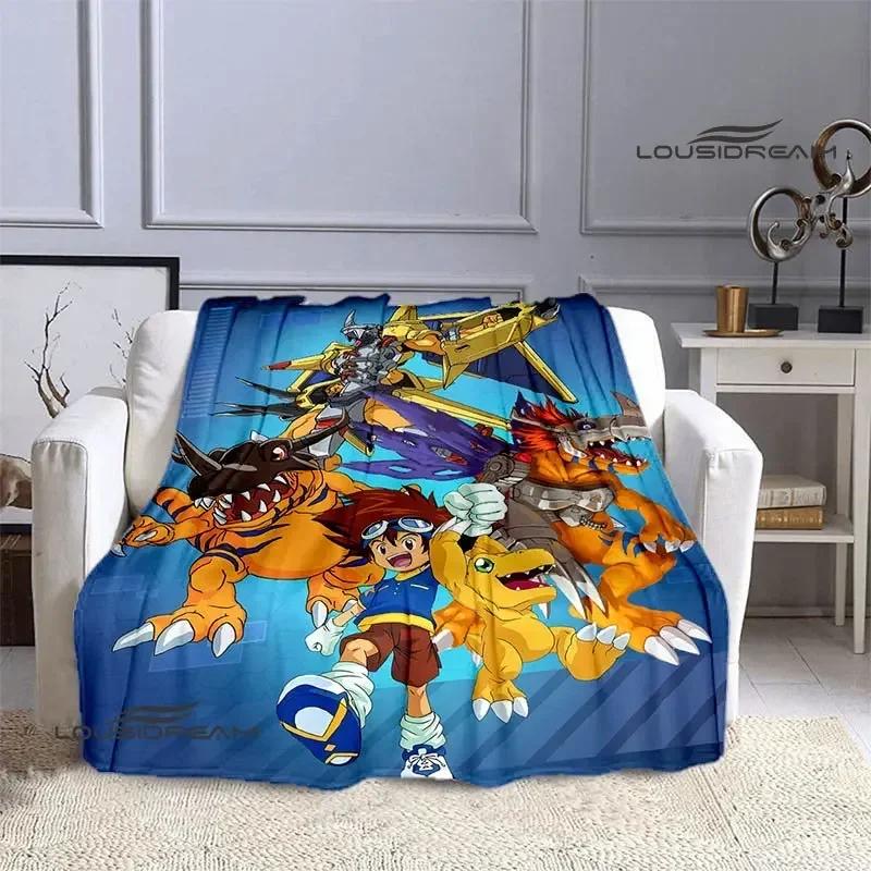 Coperta stampata cartone animato Digimon Coperta in flanella Coperta calda coperta da picnic Coperta da casa da viaggio fodere per letto Regalo di compleanno