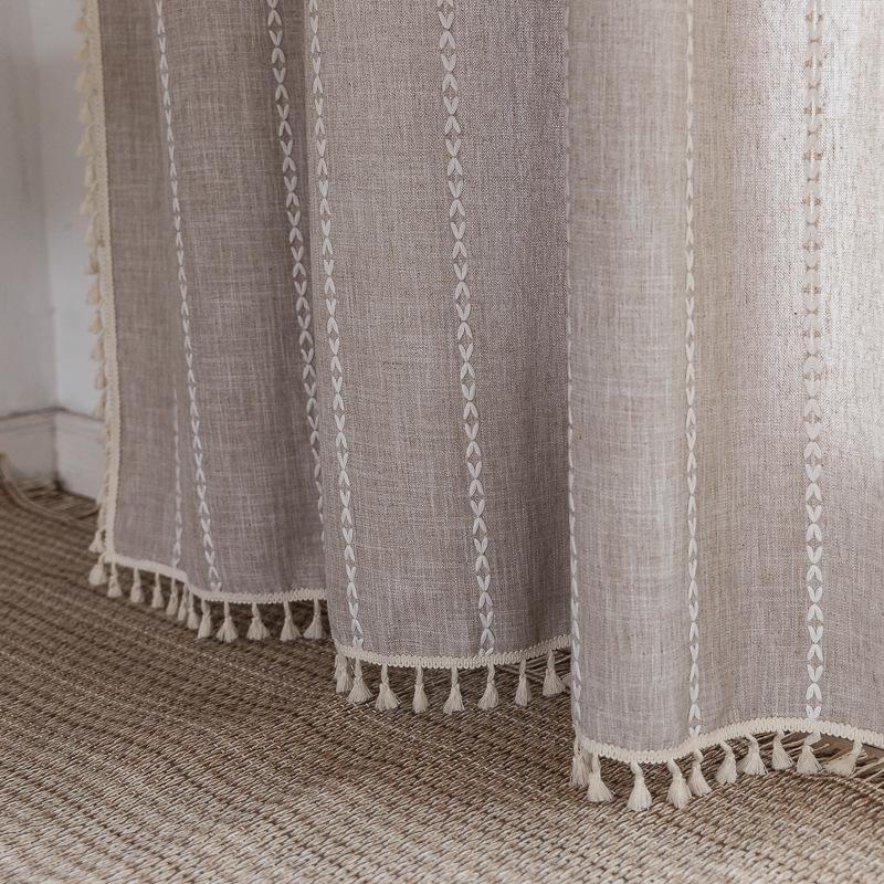 Curtain Finished Orange Multi-Striped Lines Contrasting Color Kitchen Curtain Semi-Blackout Floating Curtain
