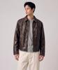 UNDEROFF Vintage Rauchige Synthetiklederjacke Braun