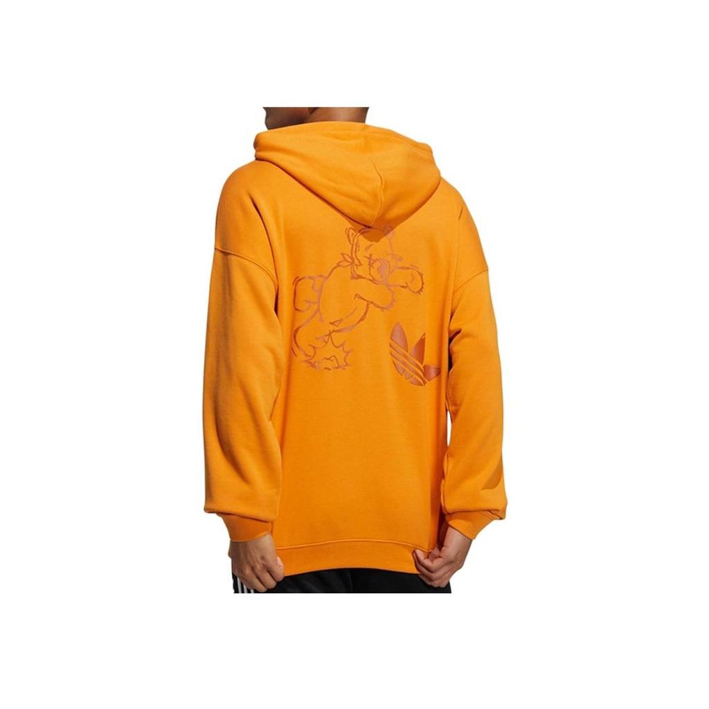 Adidas Originals Trefoil Logo Animal Print Hoodie Men Tops Orange HJ7823