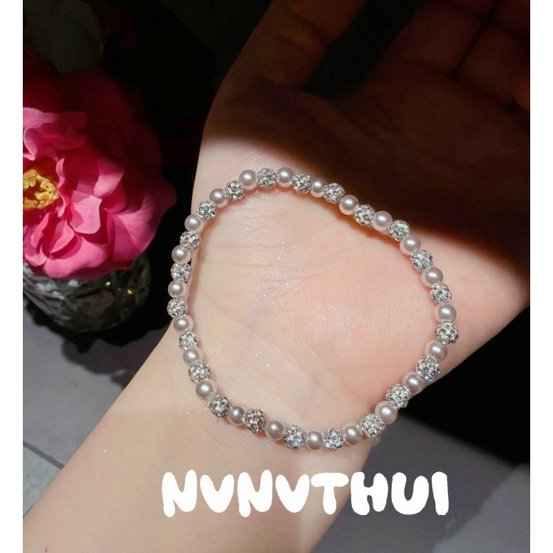 Elegant Pearl Cubic Zirconia Bracelet With Pink Purple Rose Tone Geometric Beaded Design New Chinese Style Hand Jewelry