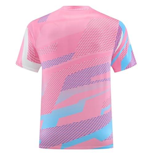Anmurye Men's Table Tennis Uniform, Short Sleeve T-Shirt with Abstract Geometric Print, Sports and Game Shirt, Badminton Wear, Strength Training, Ligh