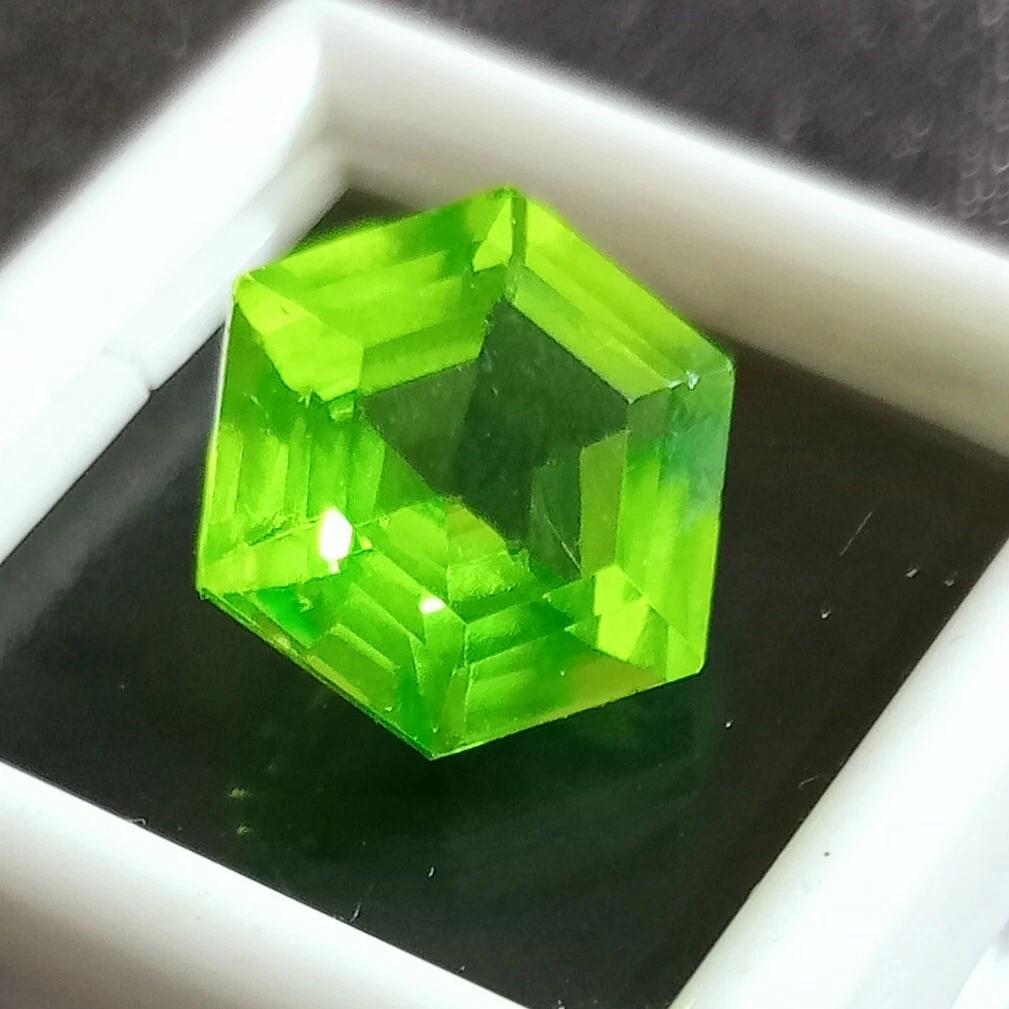Certified Natural Peridot Green Fancy Hexagon Cut 10+ Ct Fabulous Gemstone