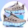 Children's Four-Wheel Luminous Roller Shoes with Rotating Buckle and Flashing Wheels