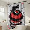 Vintage Drachen-Tuschekunst Duschvorhang - Kreatives Chinesisches Stil Rotes Sonnen-Design Innen Home Badezimmer Dekor Ästhetischer Badvorhang