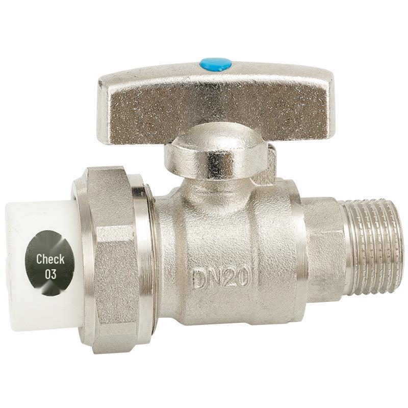 Mosiężny zawór kulowy z gwintem zewnętrznym PPR do domowej instalacji wodnej (4, 6 Punktów, 1 Cal)