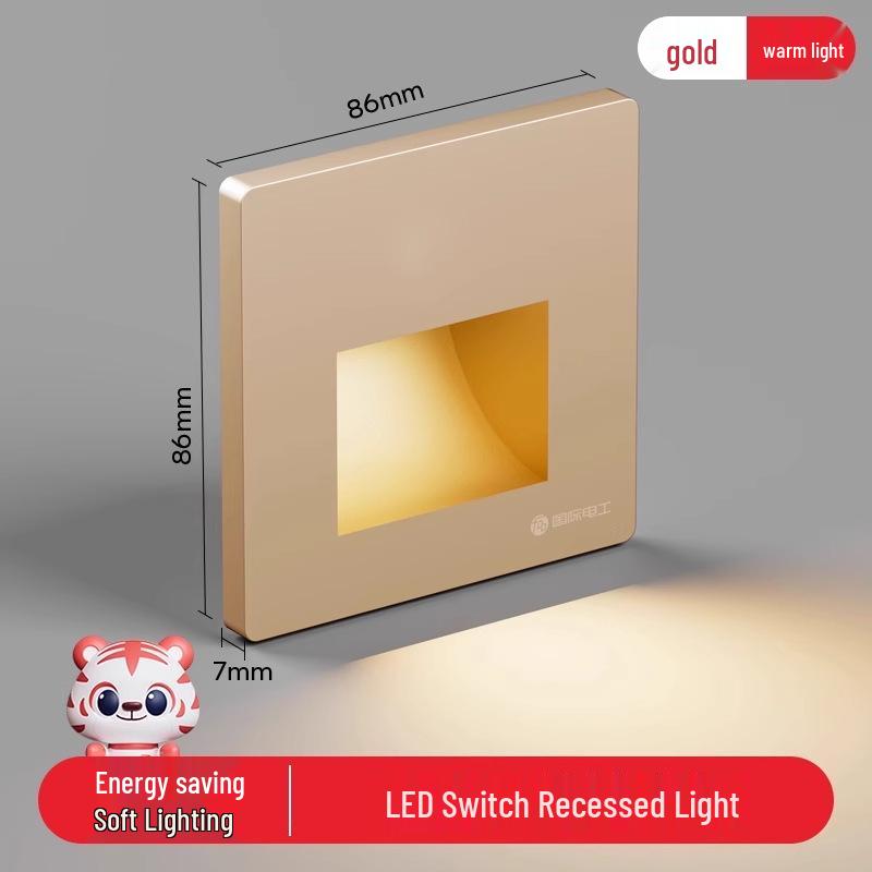 LED Night Light Socket with Motion Sensor, Recessed 86-Type for Floor, Staircase, Corridor, or Bedside.