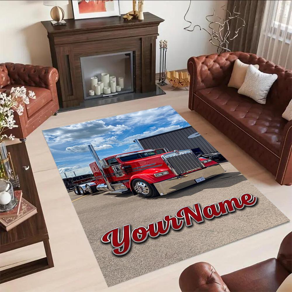 Kw Heavy Trucks Personalized Name Floor Mat Design for Study Room Kitchen Playrooms Decorate Room Antislip Carpet Decorate Offices