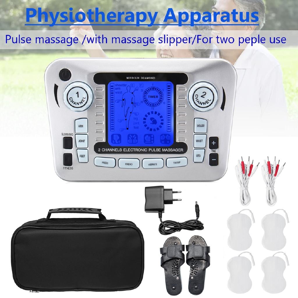 Multifunction LCD Slimming Massager Electrical Muscle Stimulator Body Massager Tens Acupuncture Machine +Slippers +4Pads
