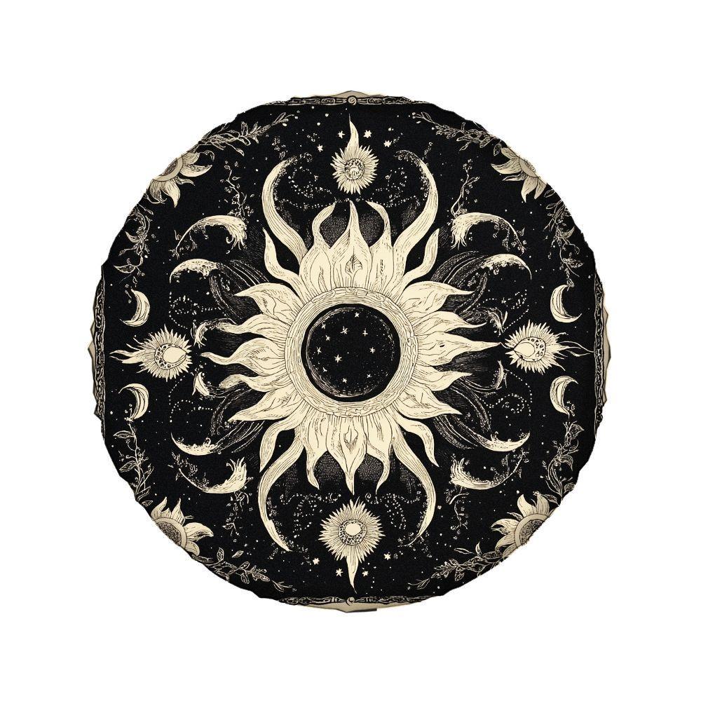 Vintage Sun And Moon Tire Cover Polyester Fiber Symmetrical Decorative RV Camper Trailer Spare Wheel Protector