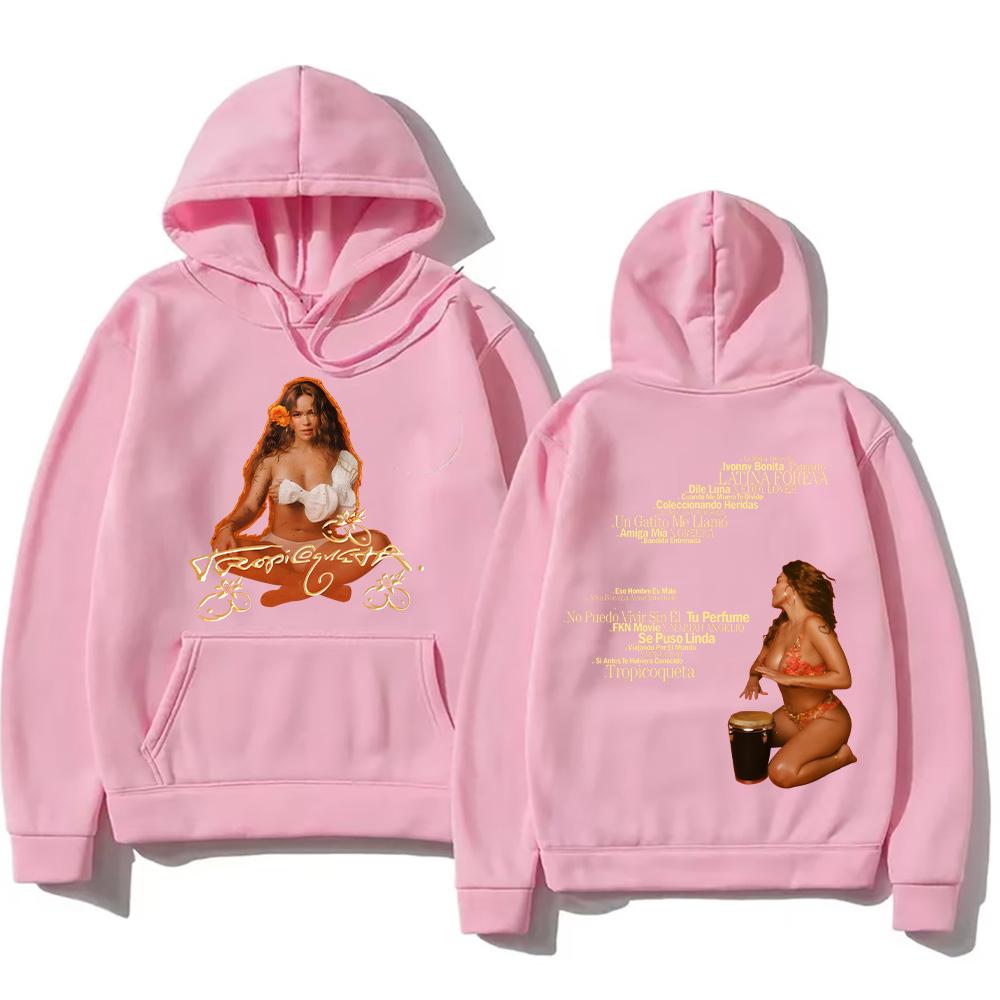 2025 Women's Multicolor Hoodies Karol G Tropicoqueta Tracklist Pullovers Hip Hop Long Sleeve Streetwear Unisex Y2K Clothes Tops