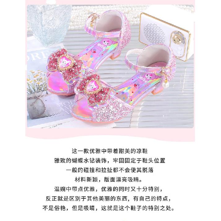 Girls' Sandals Princess shoes2026New Summer Style Children's Crystal Shoes Baby High Heels Soft Sole Little Girls Summer Shoes